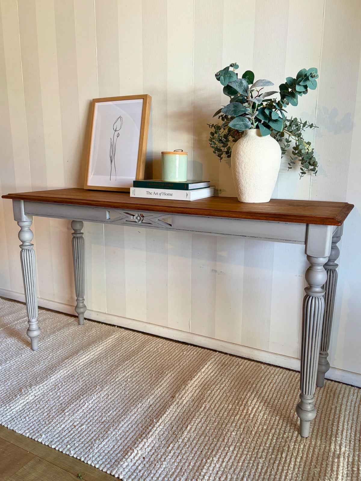 French Linen Vintage Hall Table