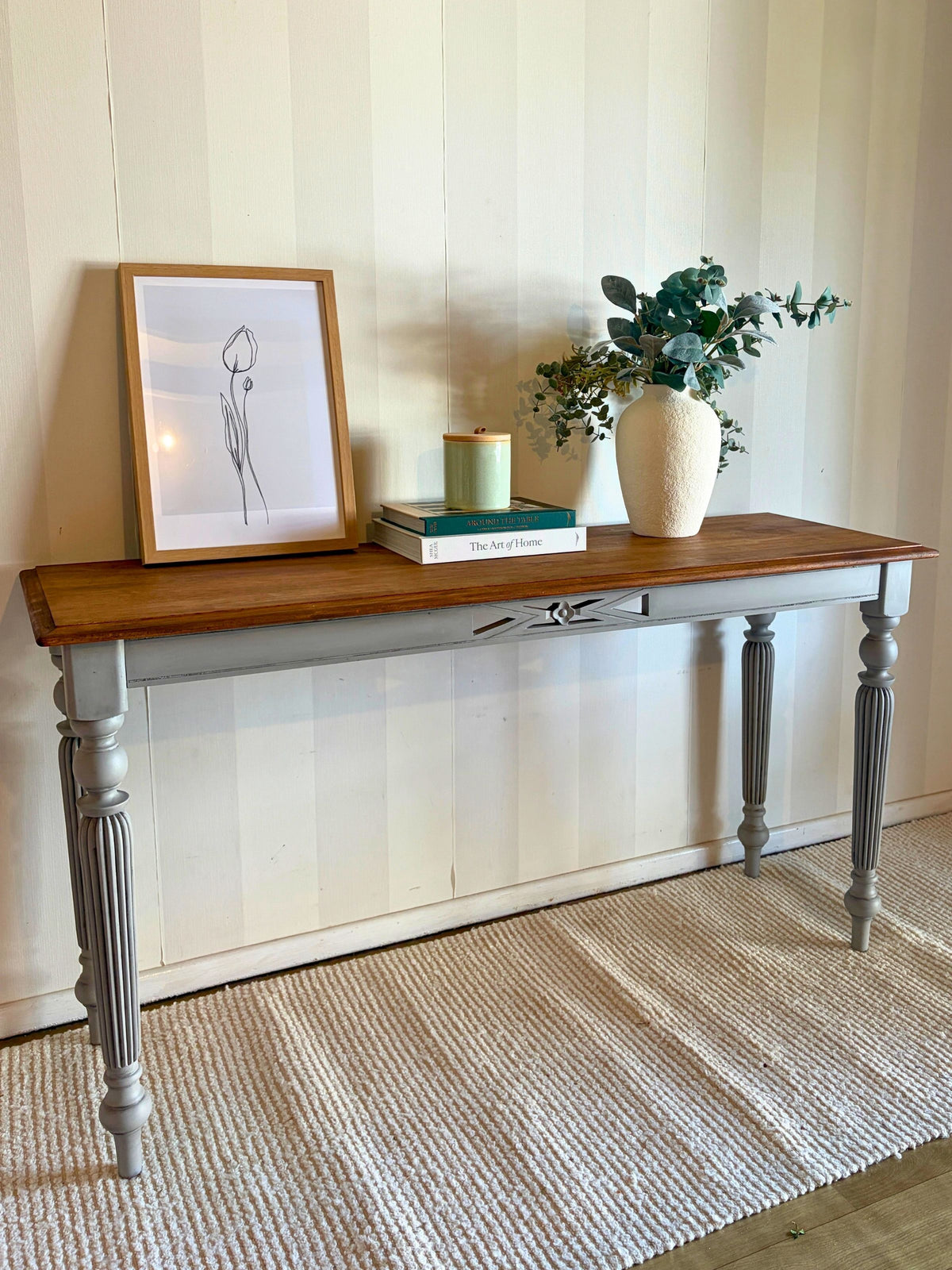 French Linen Vintage Hall Table